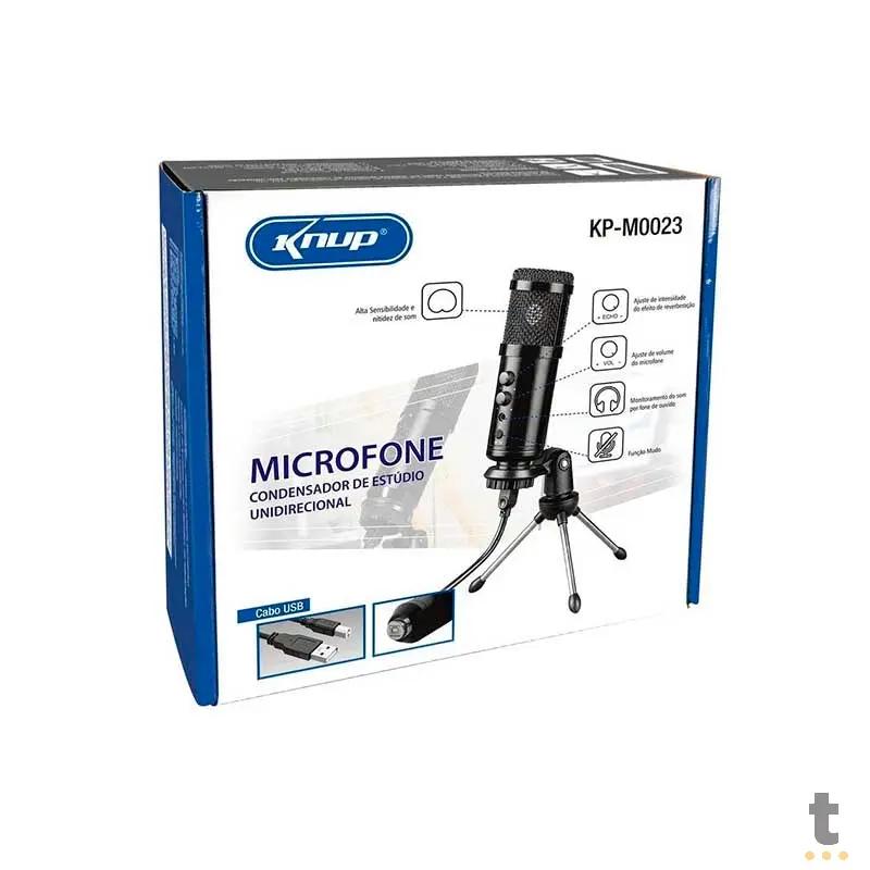 Microfone Estúdio Condensador De Mesa C/ Tripé Para Computador Knup USB - Kp-M0023 Truedata